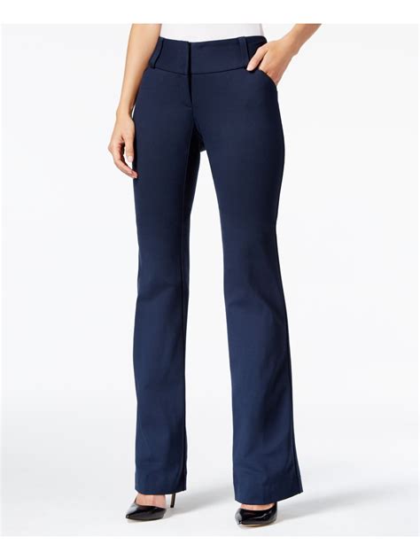 women's navy straight leg trousers.